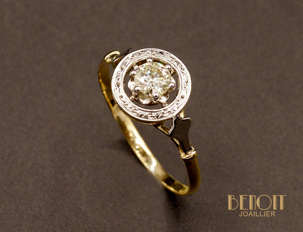 Bague Ancienne Diamant Jaune - Image 3
