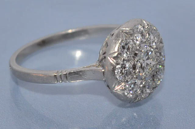 Bague ancienne diamants et platine - Image 2