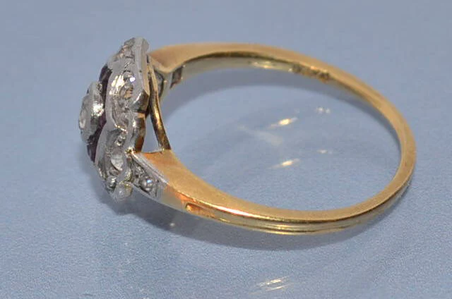 Bague ancienne diamants rubis - Image 2