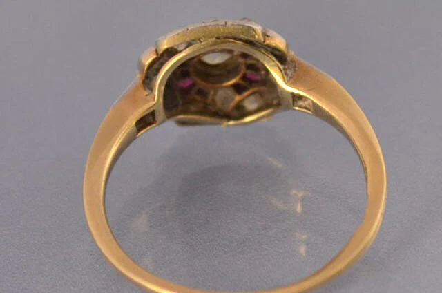 Bague ancienne diamants rubis - Image 3