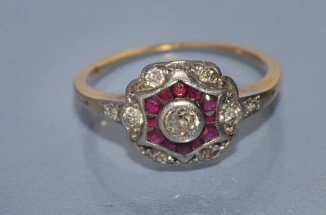 Bague ancienne diamants rubis - Image 4