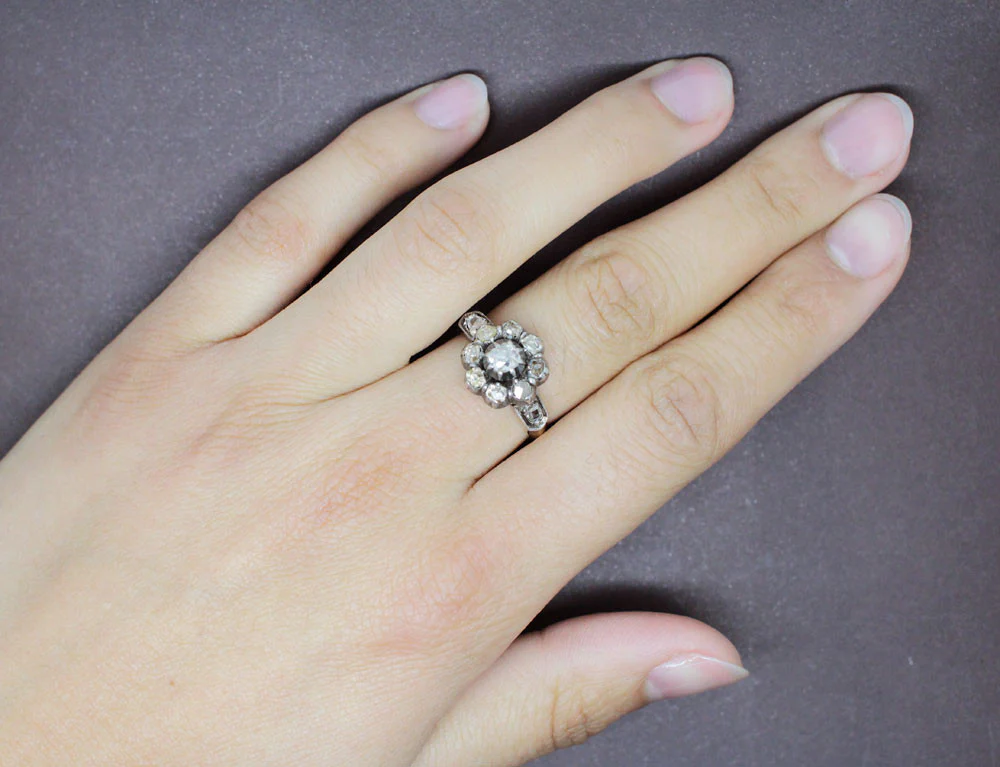 Bague Ancienne Marguerite Diamants - Image 4