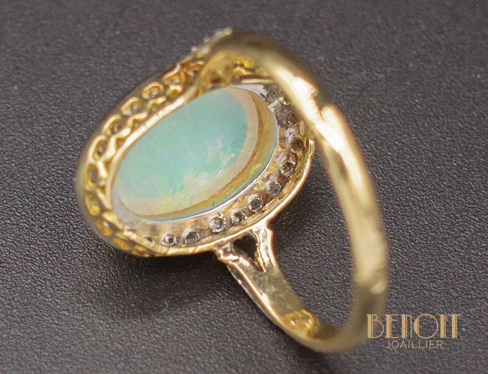 Bague Ancienne Opale Diamants - Image 8