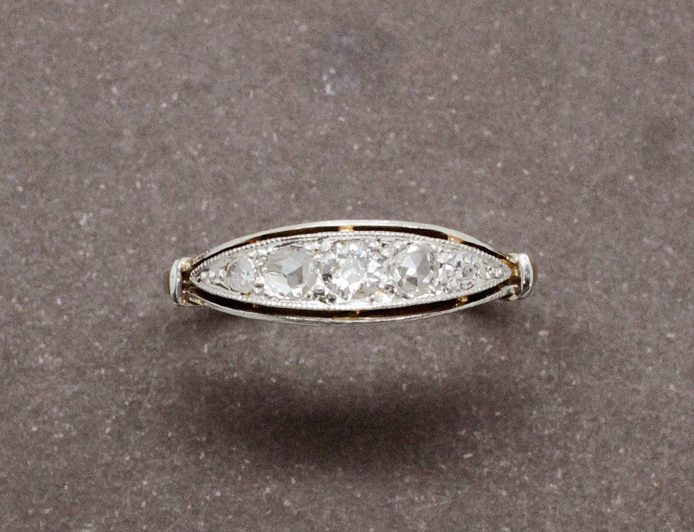 Bague Ancienne Or Platine Diamants - Image 3