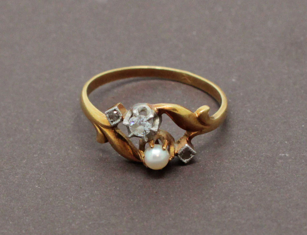 Bague Ancienne Perle et Diamants - Image 3