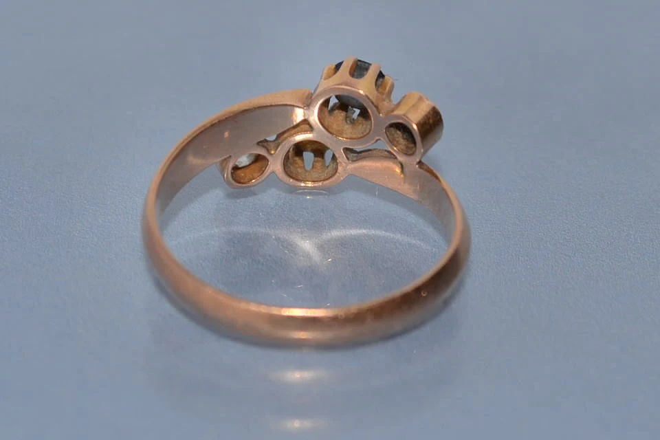 Bague ancienne saphir perle et or - Image 4