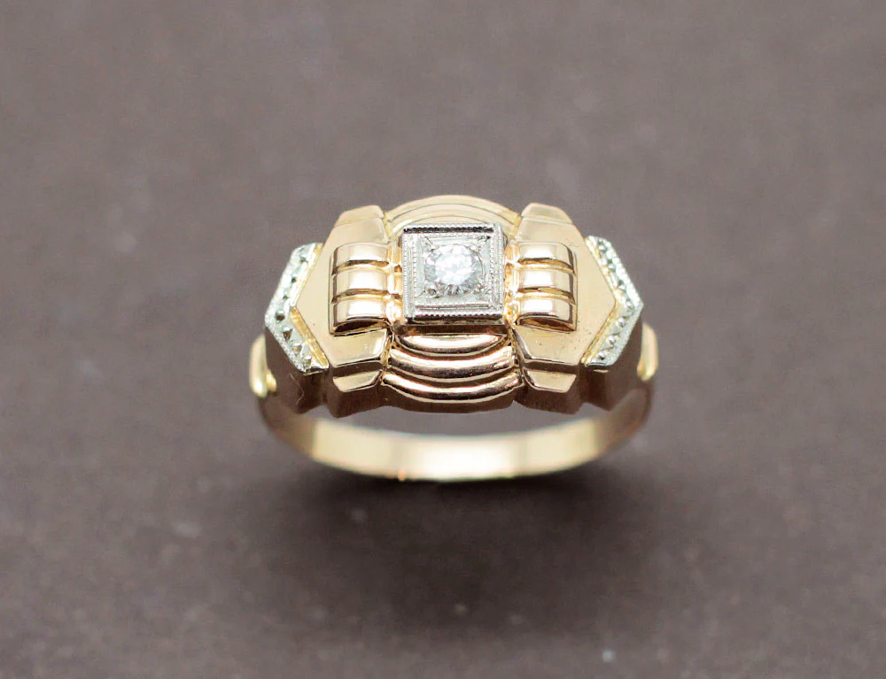 Bague Art Déco 2 Ors Diamants - Image 2
