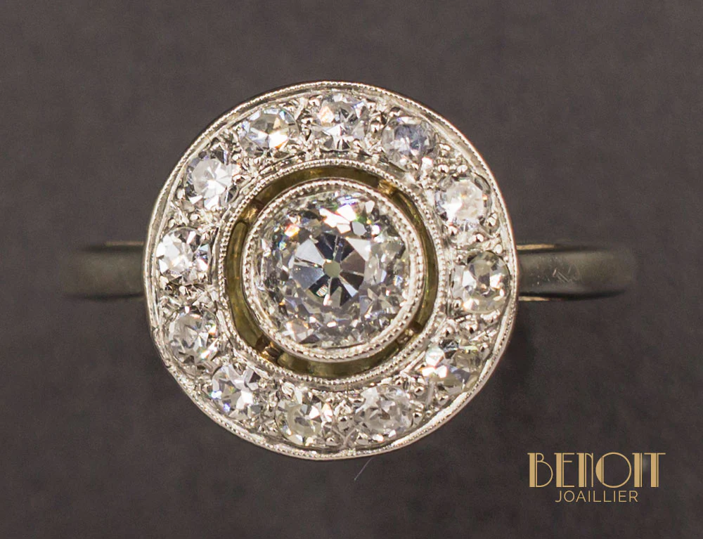 Bague Art Déco Diamant Entourage - Image 3
