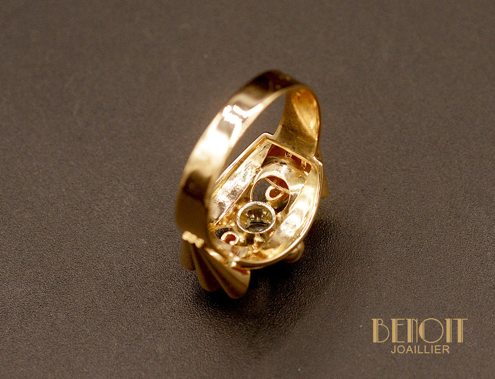 Bague Art Déco Diamant et Or Rose - Image 5