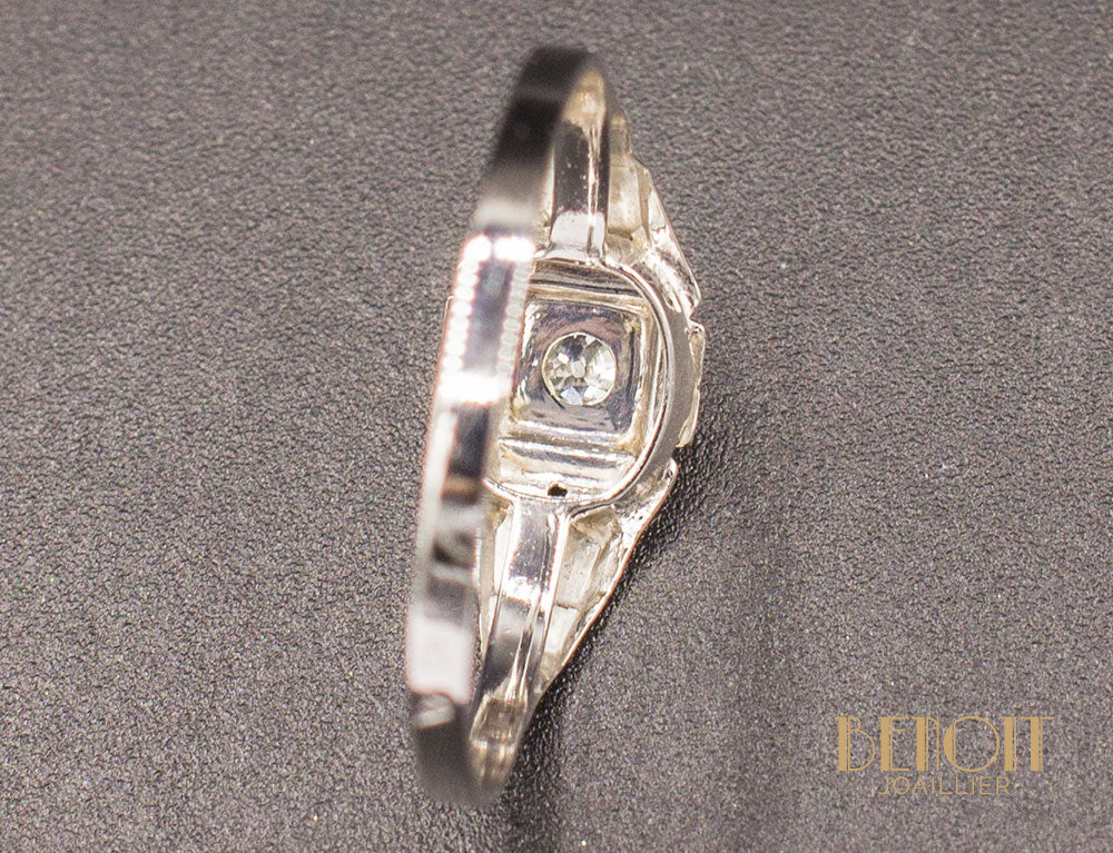 Bague Art Déco Diamant Or Blanc - Image 5