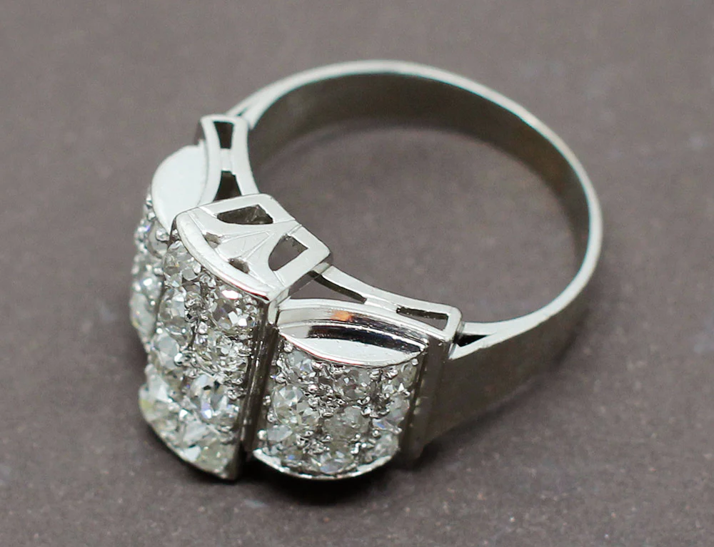 Bague Art Déco Diamants Platine - Image 5