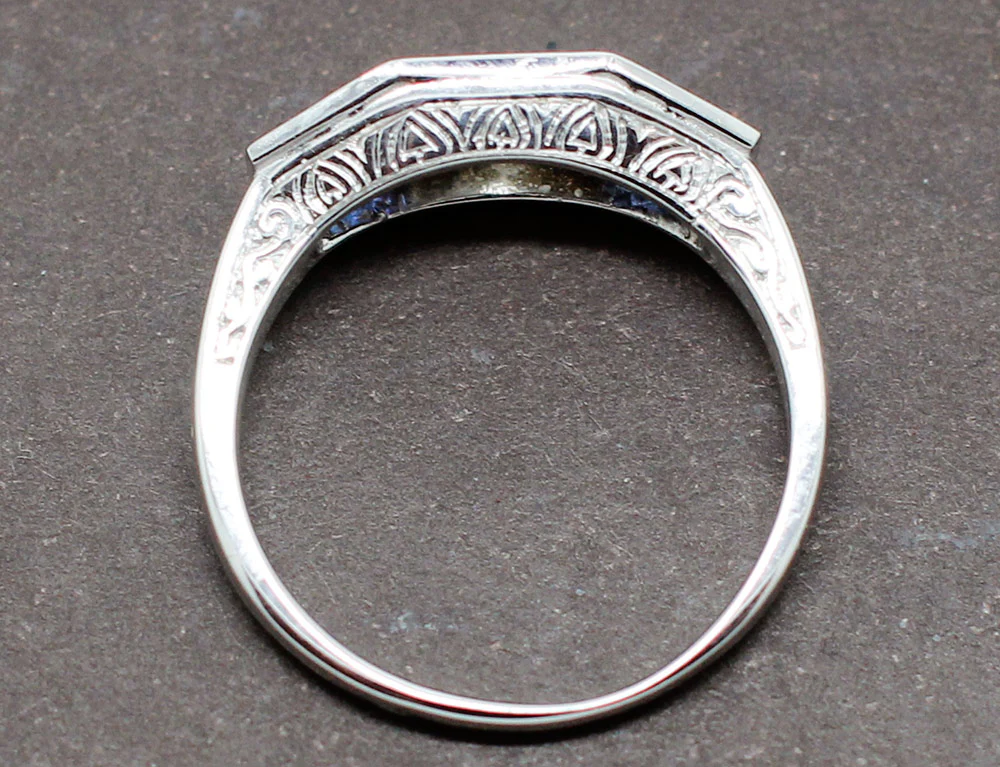 Bague Art Déco Diamant Saphirs - Image 4