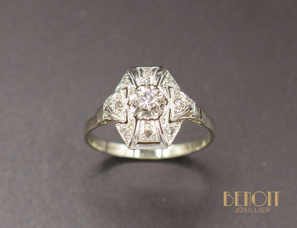 Bague Art Déco Diamants - Image 2