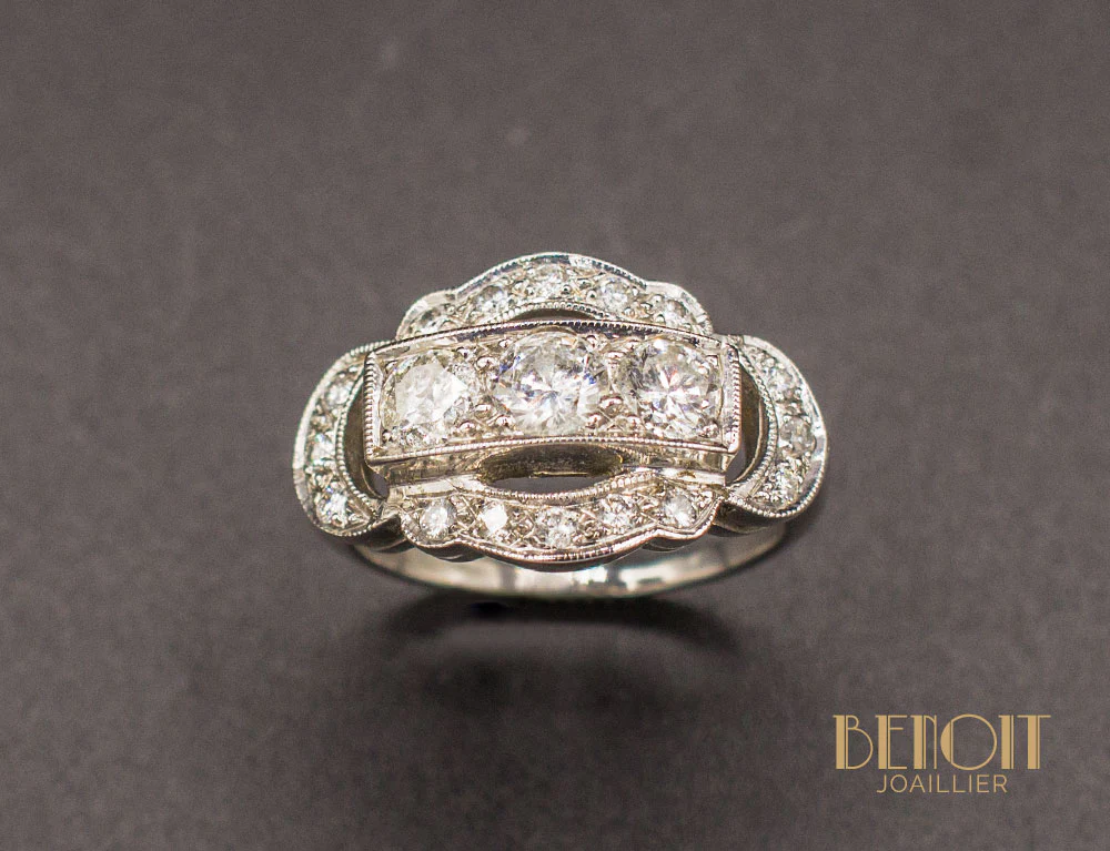 Bague Art Déco Diamants - Image 2