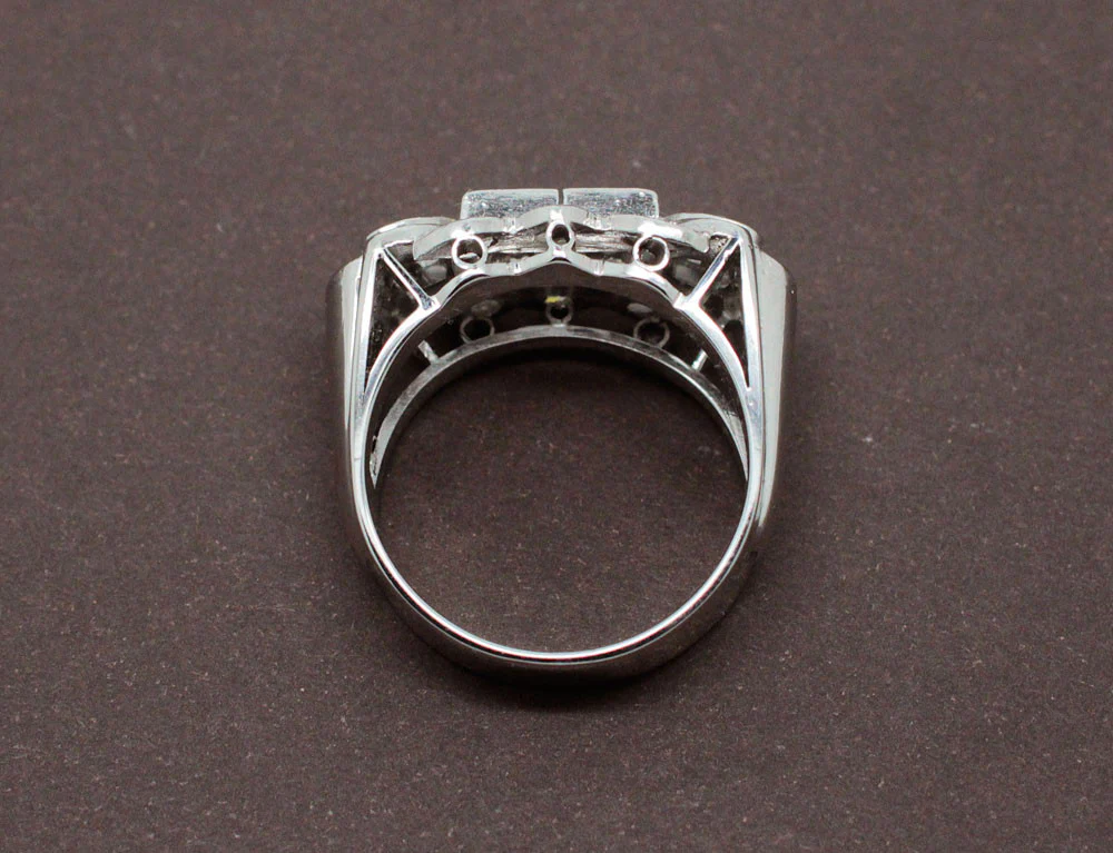 Bague Art Déco Diamants et Or Blanc - Image 3