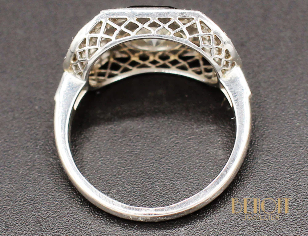 Bague Art Déco Diamants Onyx - Image 6