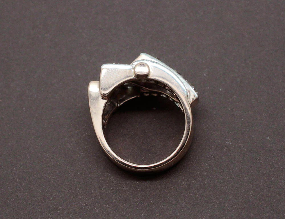Bague Art Déco Diamants Rubis et Or Rose - Image 5