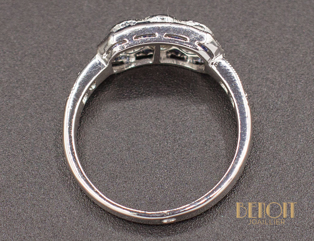 Bague Art Déco Diamants Saphirs - Image 4