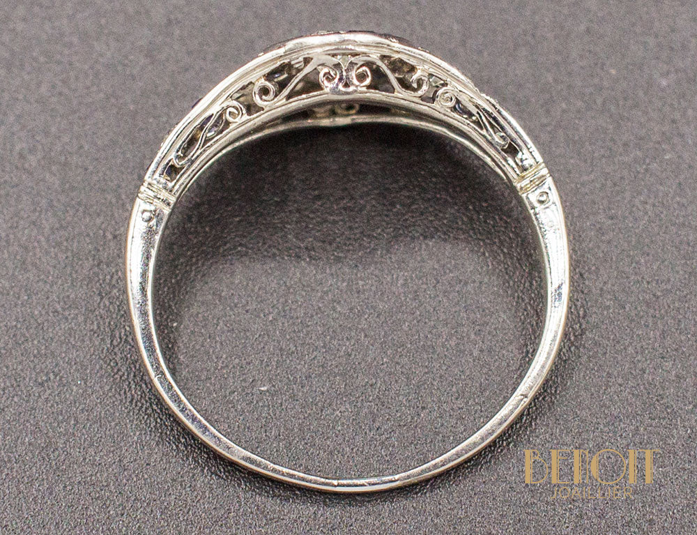 Bague Art Déco Diamants Saphirs - Image 5