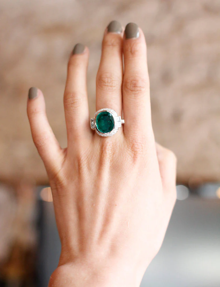 Bague Art Déco Emeraude 4,14cts - Image 8