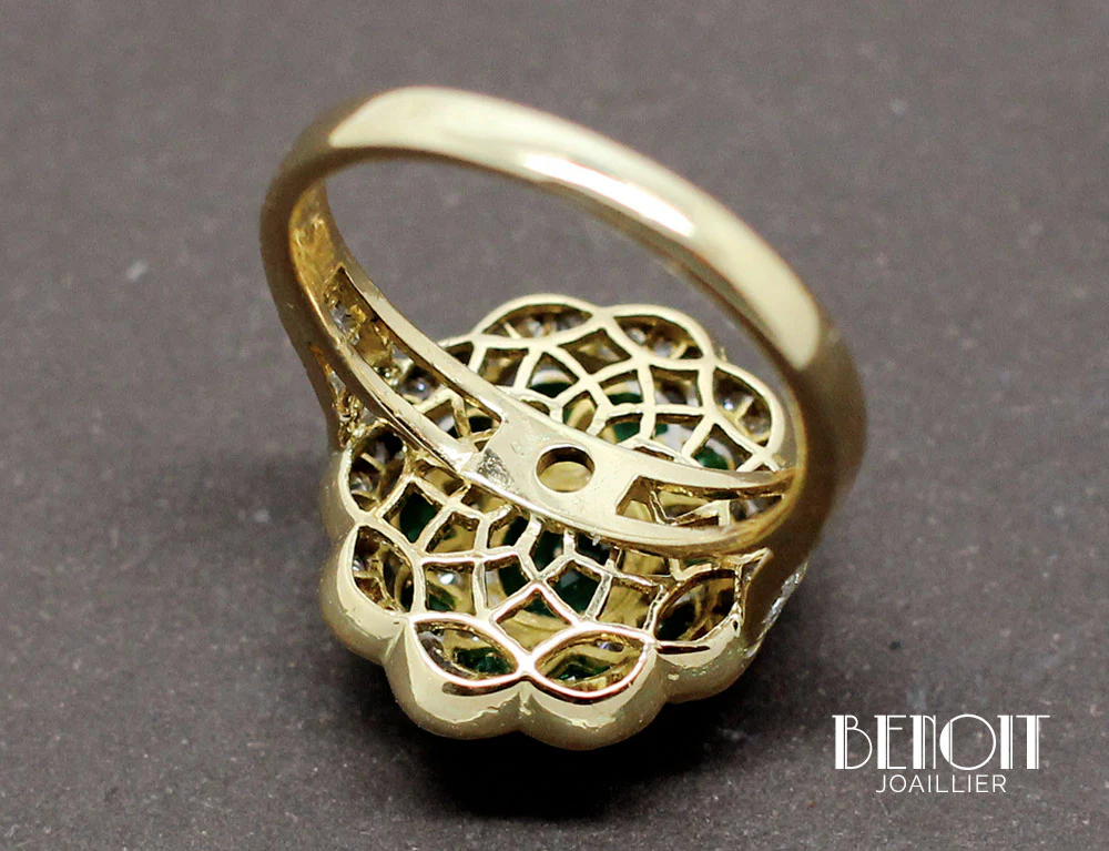 Bague Art Déco Emeraudes Diamants - Image 6