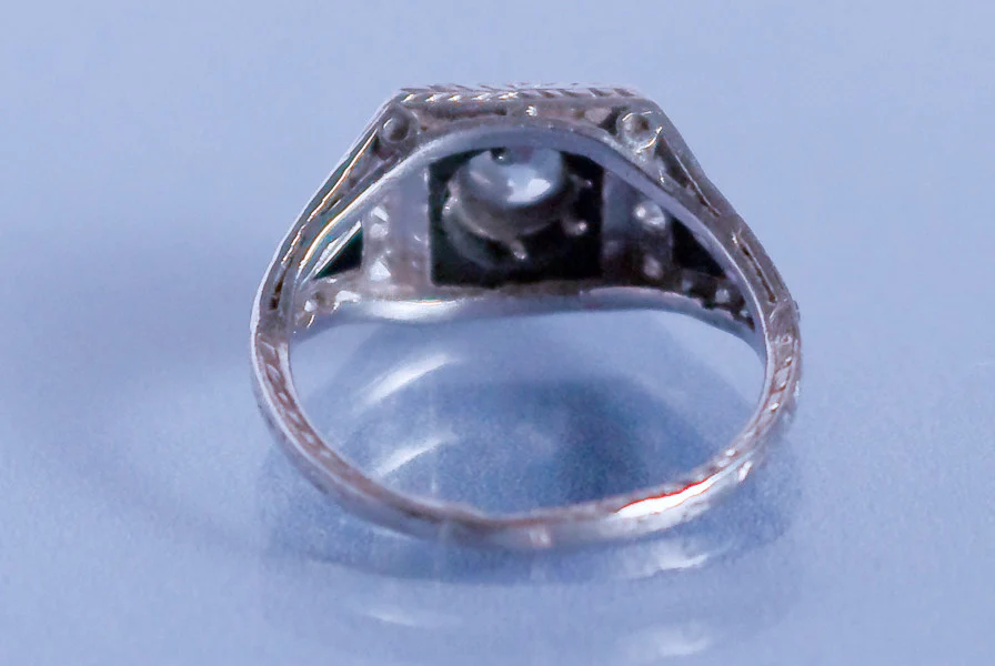 Bague Art déco onyx diamant et platine - Image 4