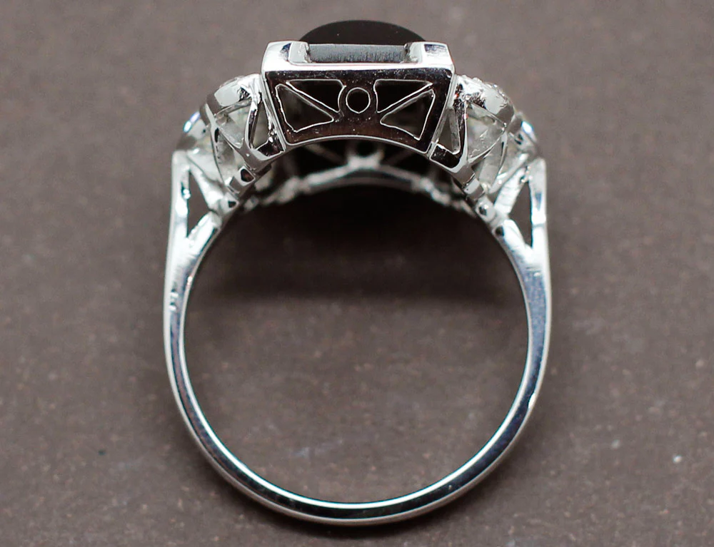 Bague Art Déco Onyx Diamants - Image 5