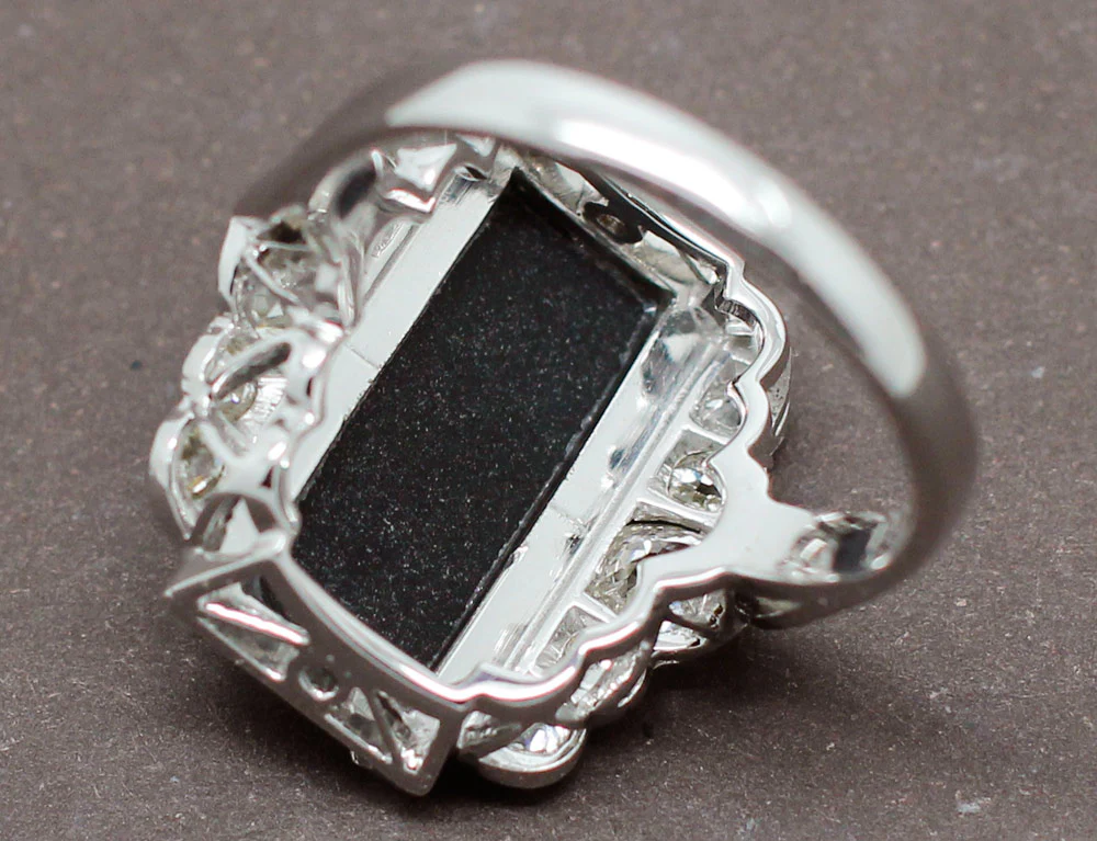 Bague Art Déco Onyx Diamants - Image 6