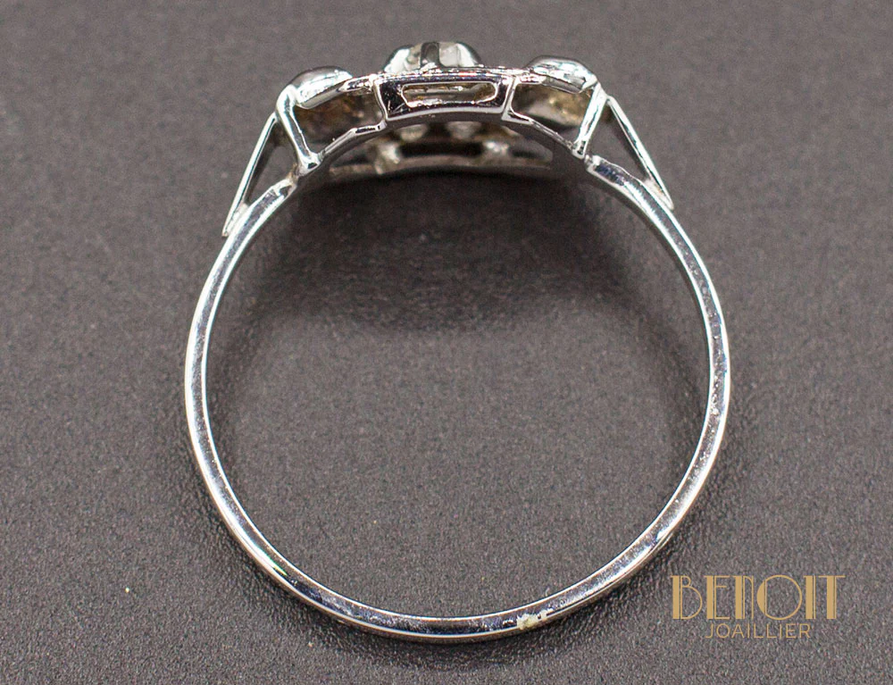 Bague Art Déco Or Blanc Diamant - Image 4