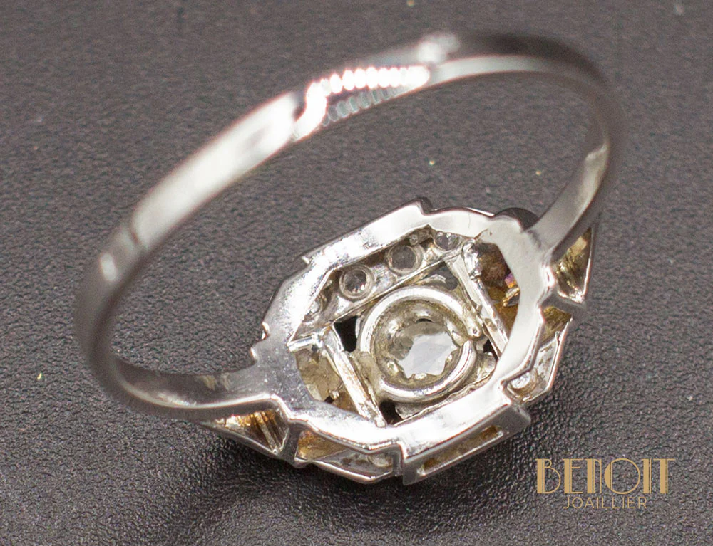 Bague Art Déco Or Blanc Diamant - Image 5