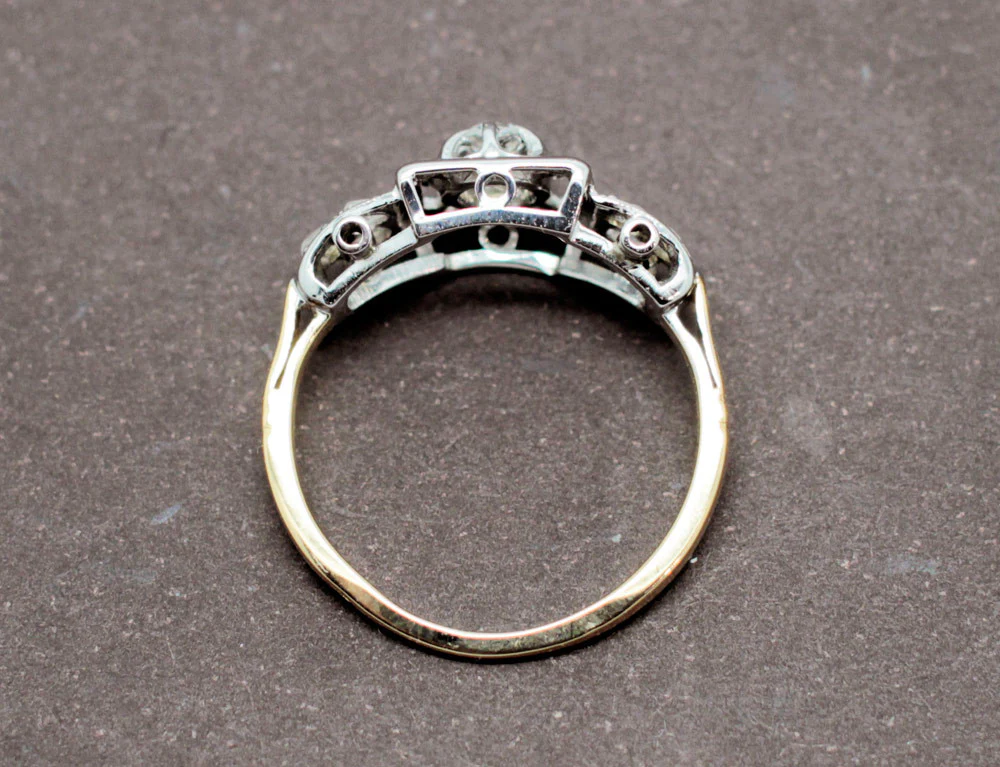 Bague Art Déco Or Platine Diamants - Image 4