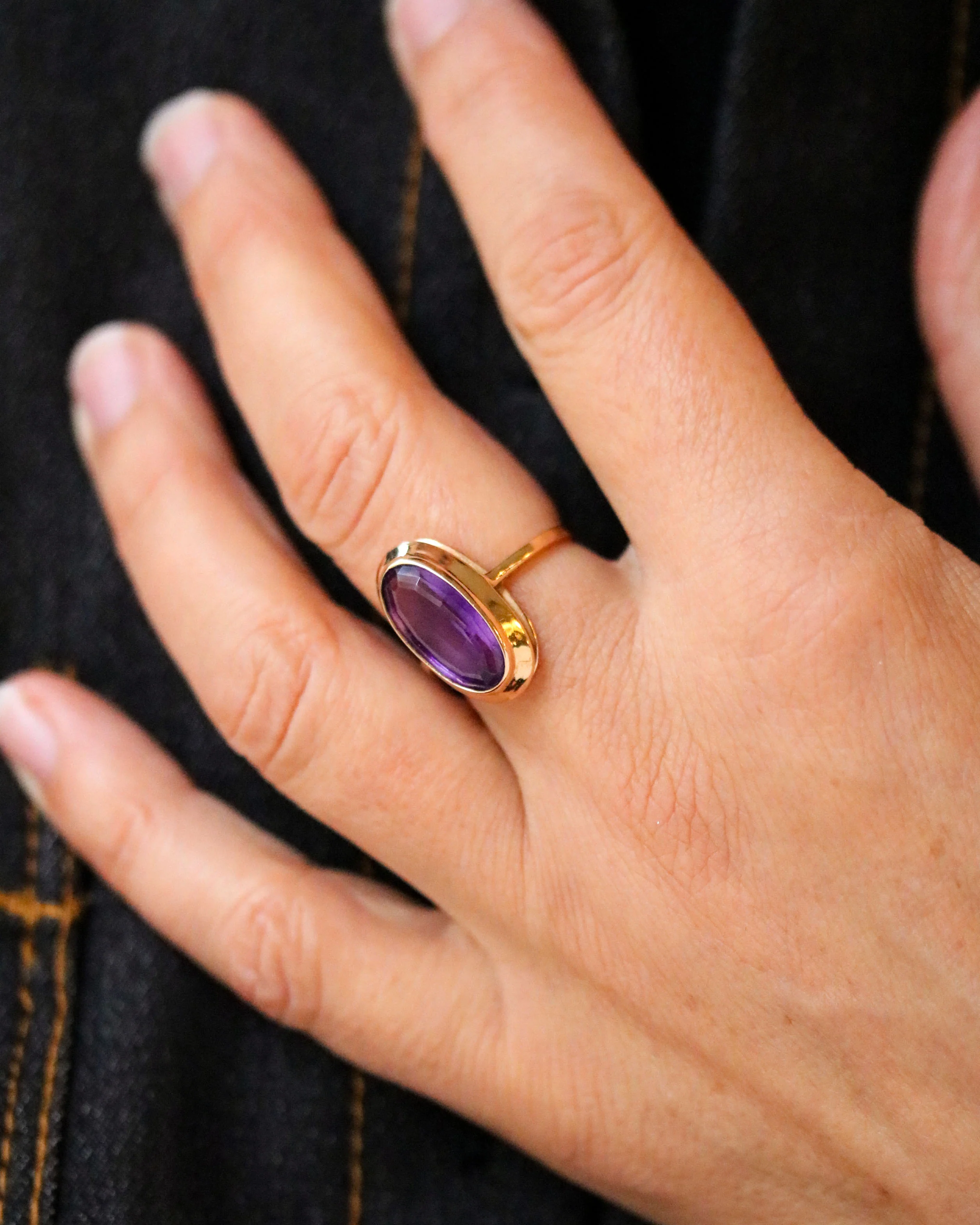 Bague Art Déco Or Rose Améthyste - Image 2