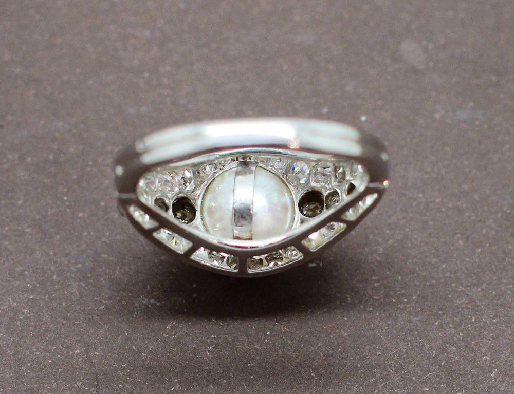 Bague Art Déco Perle et Diamants - Image 6