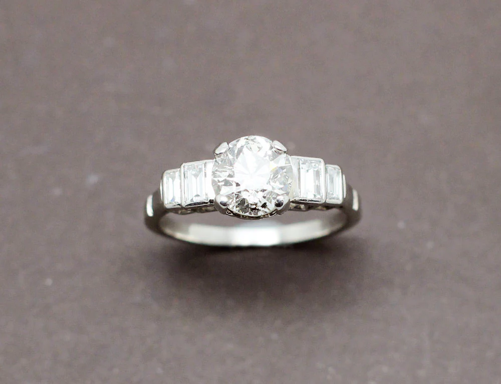 Bague Art Déco Platine Diamant 1,62 ct - Image 2