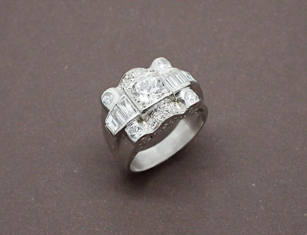 Bague Art Déco Platine Diamants