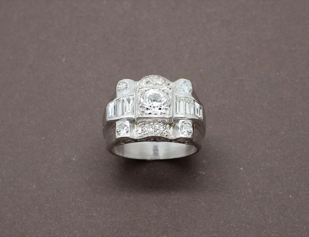Bague Art Déco Platine Diamants - Image 2