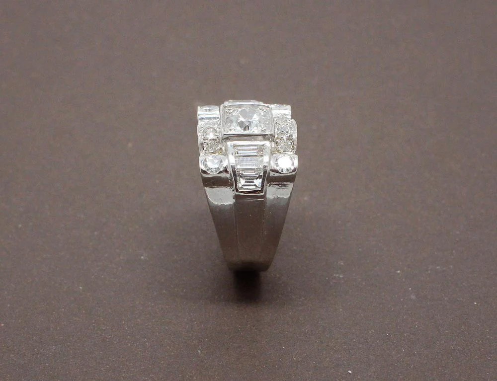 Bague Art Déco Platine Diamants - Image 3