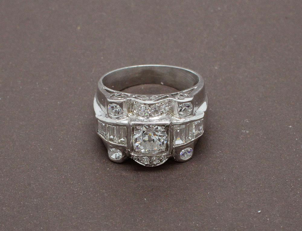 Bague Art Déco Platine Diamants - Image 6