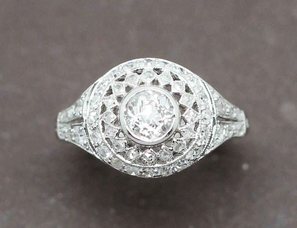 Bague Art Déco Platine Diamants - Image 3