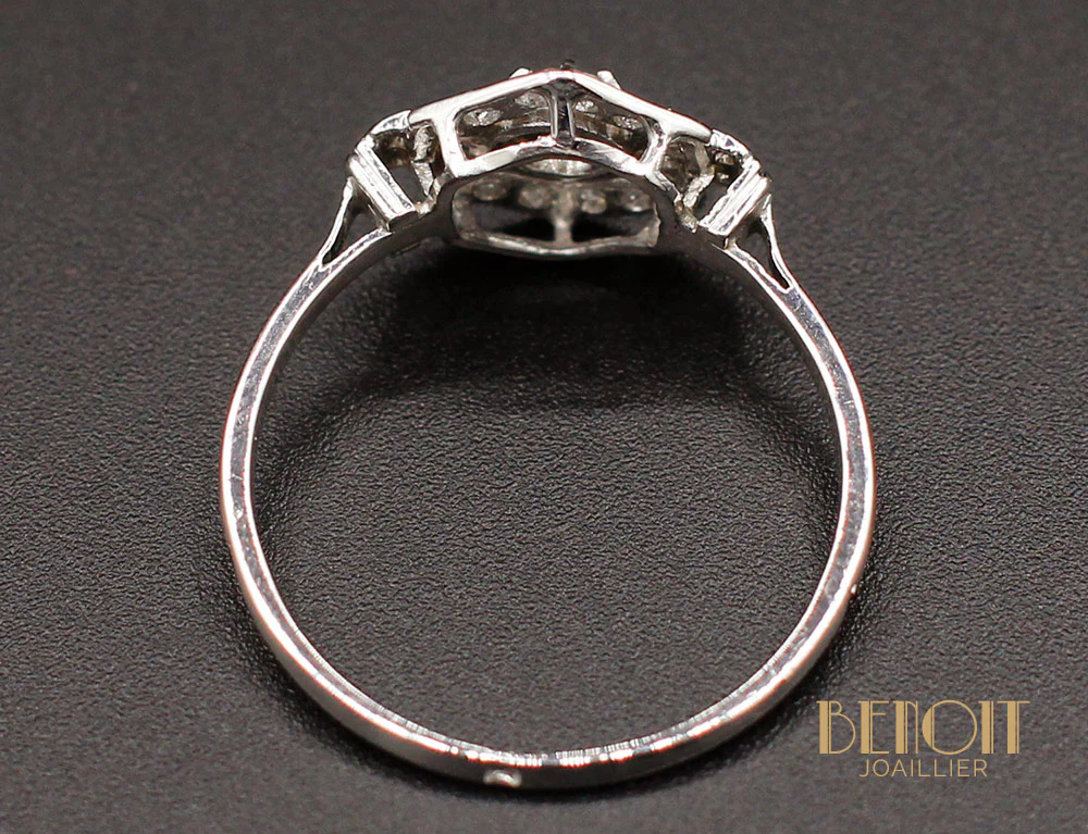 Bague Art Déco Platine Diamants - Image 4