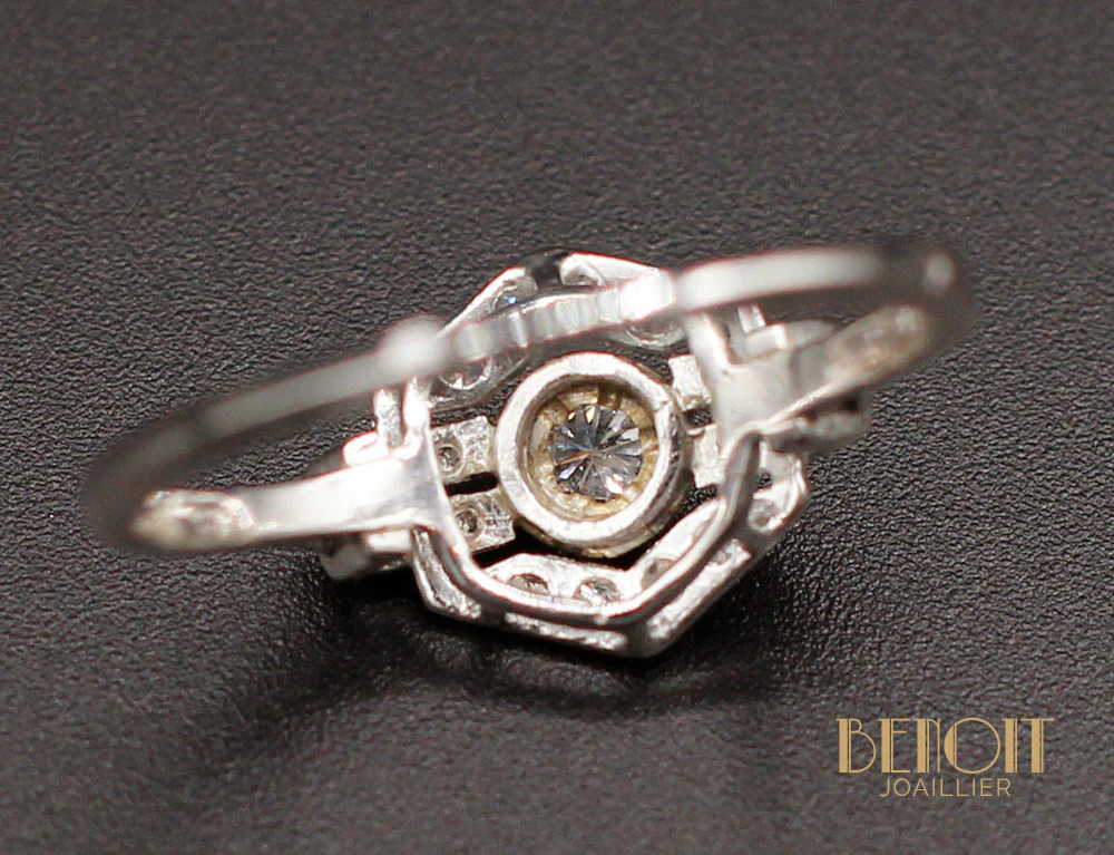 Bague Art Déco Platine Diamants - Image 5