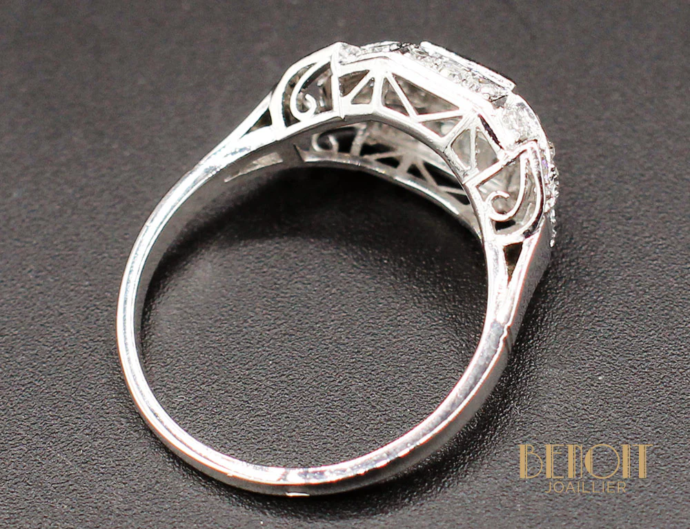 Bague Art Déco Platine Diamants - Image 5