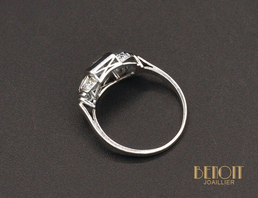 Bague Art Déco Platine Diamants - Image 4