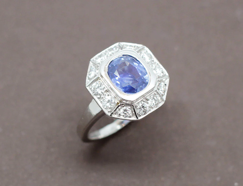 Bague Art Déco Saphir Diamants