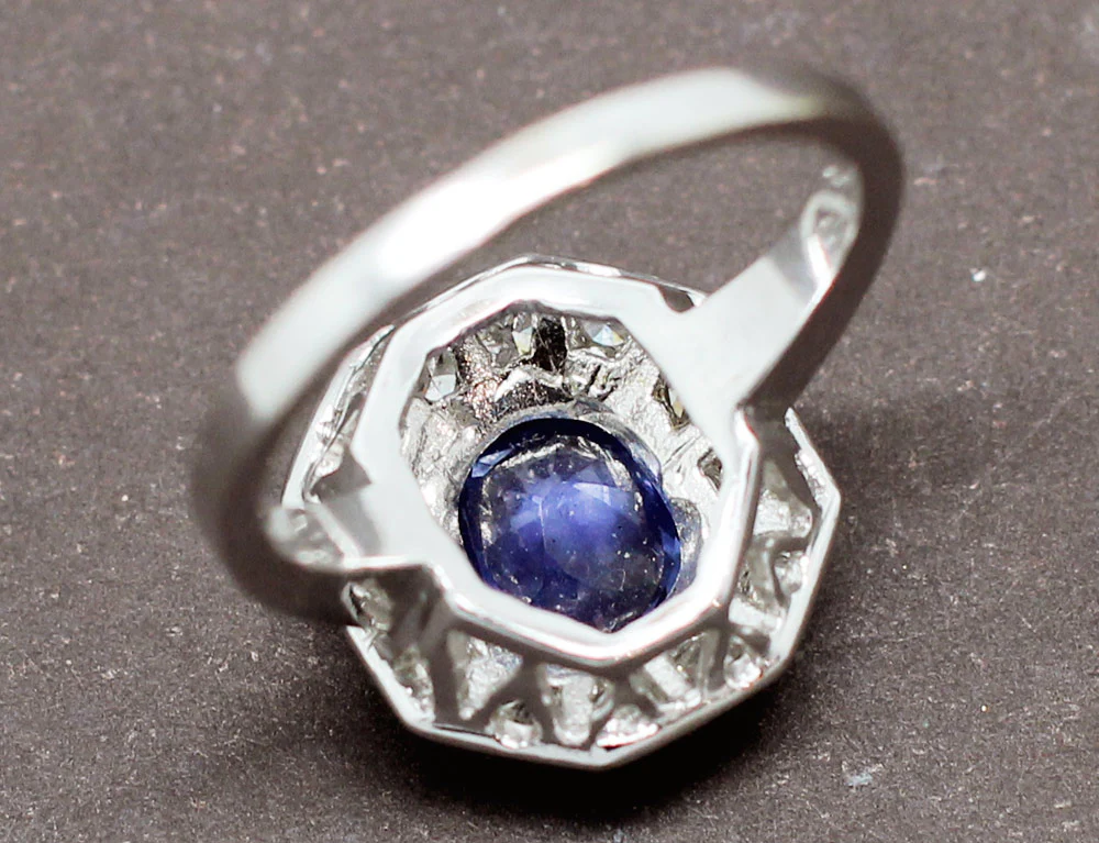 Bague Art Déco Saphir Diamants - Image 6