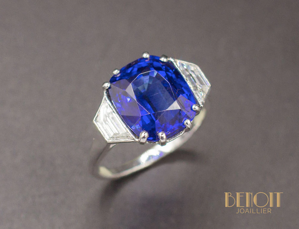 Bague Art Déco Saphir Diamants