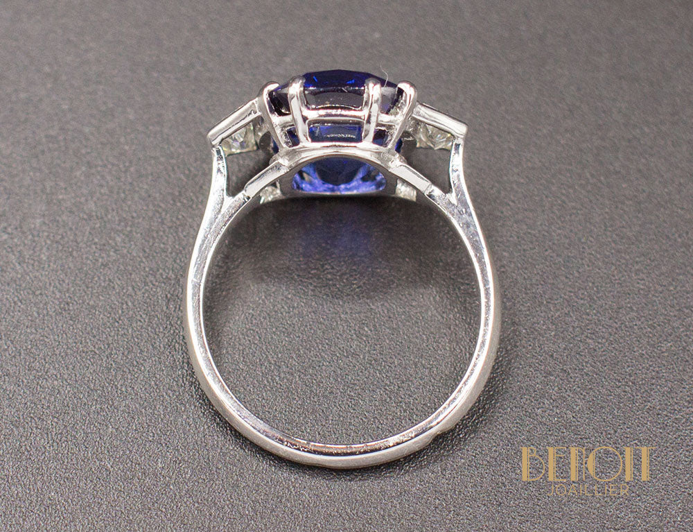 Bague Art Déco Saphir Diamants - Image 5