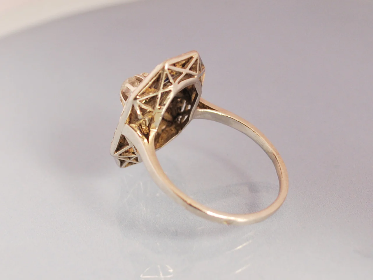 Bague art déco saphir et platine - Image 2