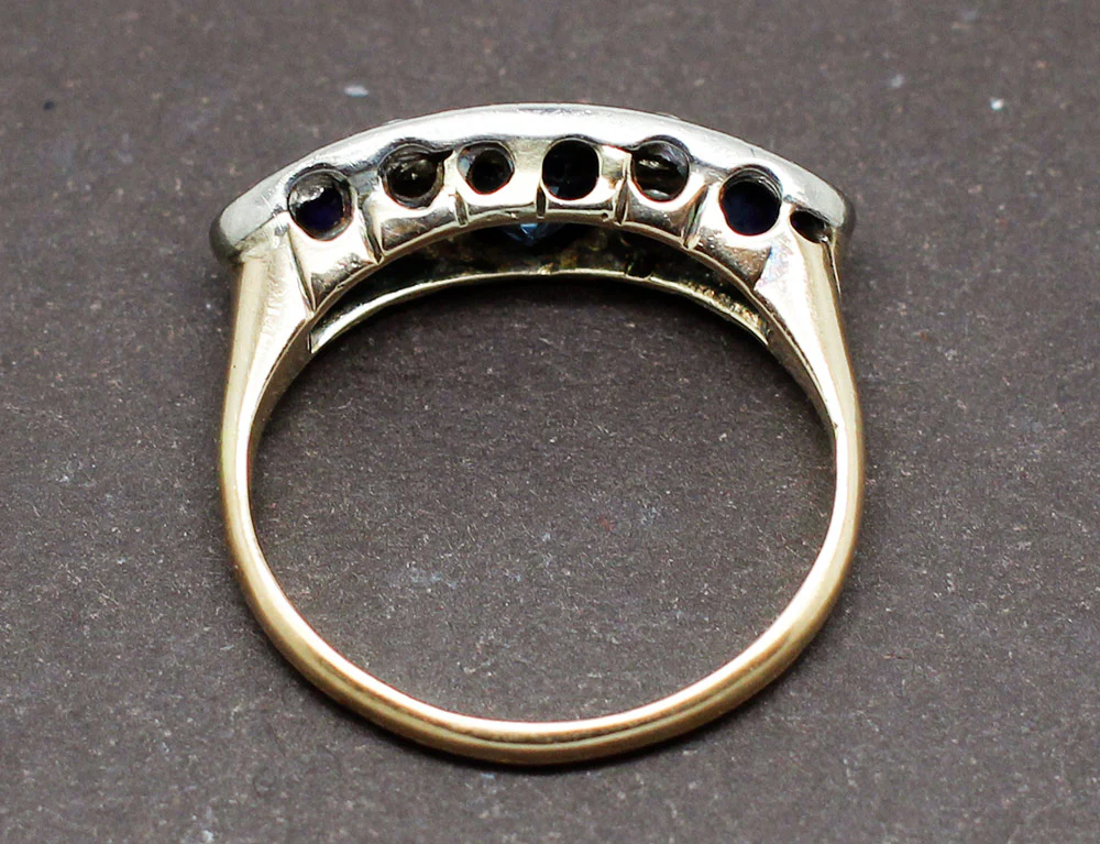 Bague Art Déco Saphirs Diamants - Image 4