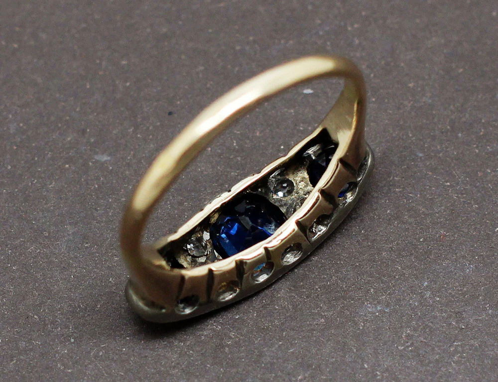 Bague Art Déco Saphirs Diamants - Image 5